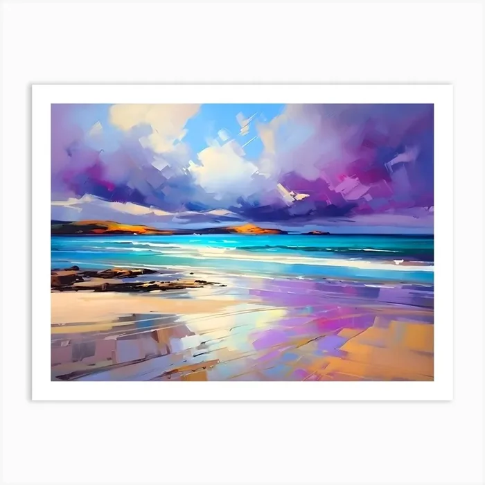 Abstract Beach Purple Clouds Art Print by ChromaBurstStudio