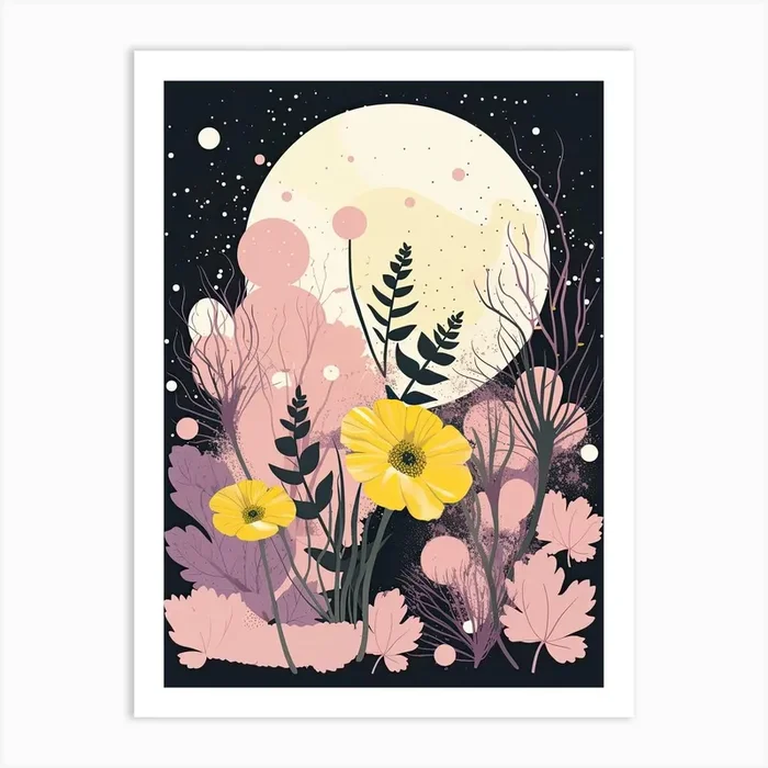 Abstract Botanical Collage Risograph Style 3 Art Print by Vintage Ink
