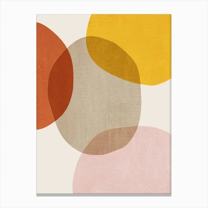 Abstract Circles Blush Yellow Burnt Orange Canvas Print by Emc Design Lab