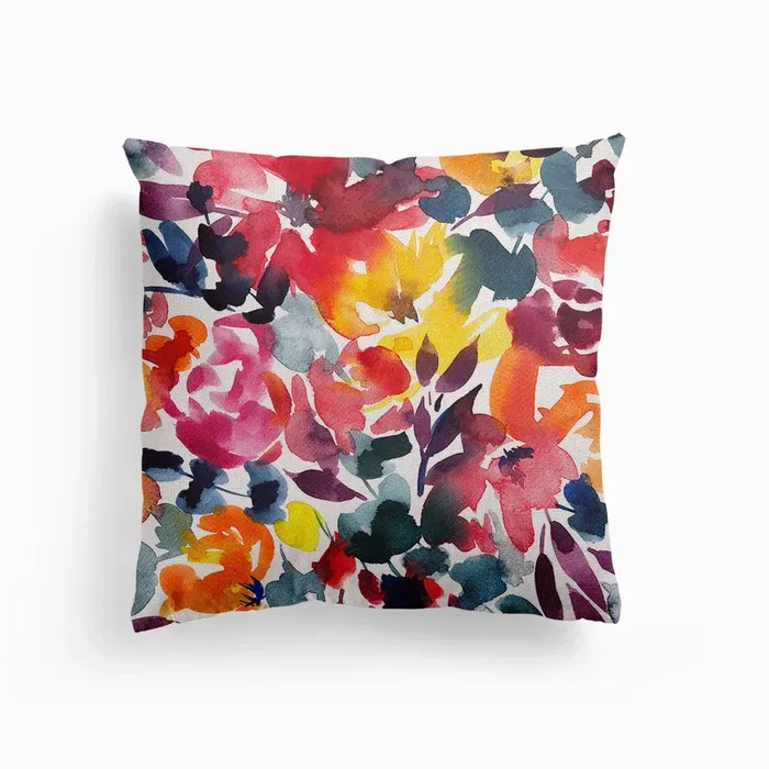 Abstract Floral 4 Canvas Cushion by Gush Art Studio