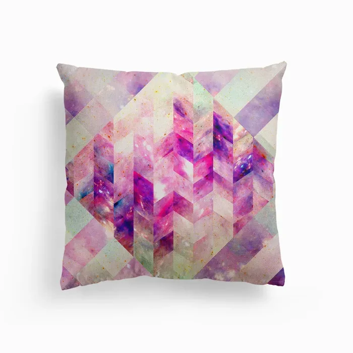 Abstract Geometric Pink Galaxy Canvas Cushion by Barruf