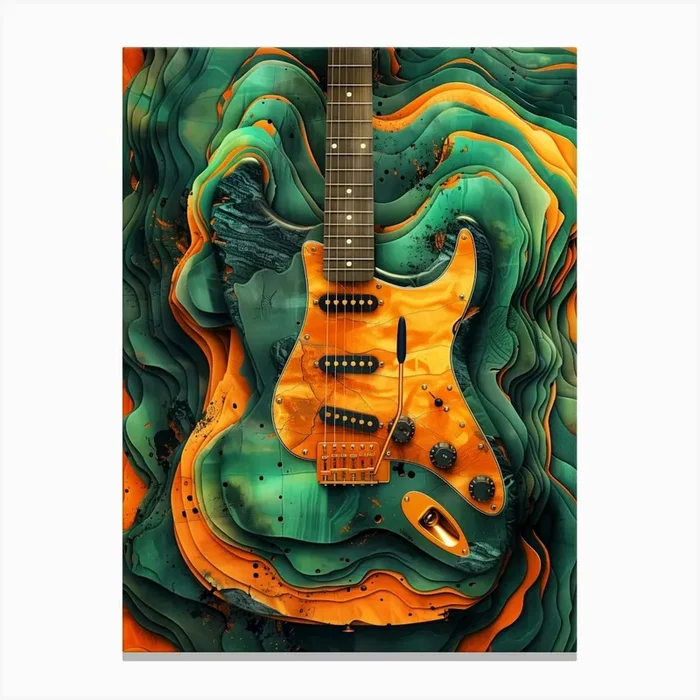 Abstract Guitar Painting music art Canvas Print by JBJart Justyna Jaszke