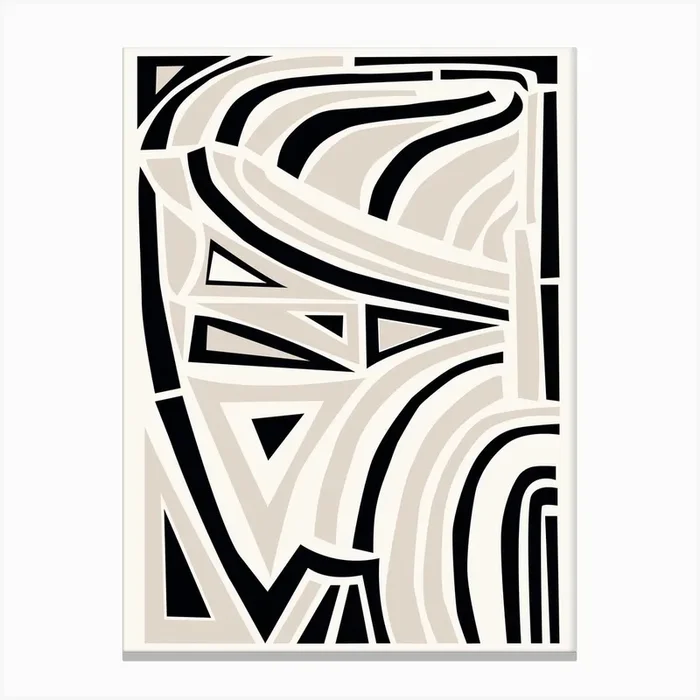 Abstract Irregular Shapes In Cream Black Off White Canvas Print by BrankaPD