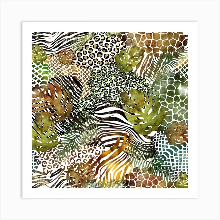 Abstract Leaves in the Jungle Art PrintA by Alemi