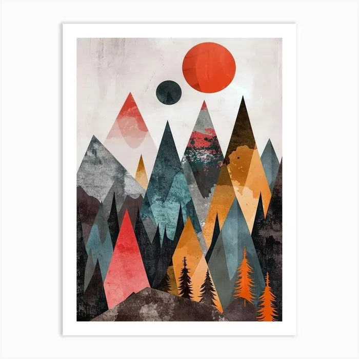 Abstract Mountains Canvas Print Art Print by JBJart Justyna Jaszke