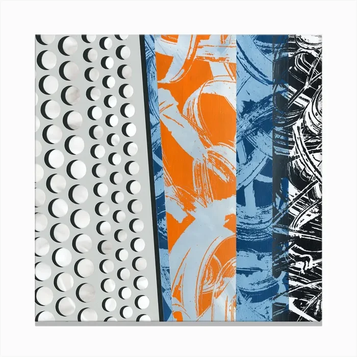 Abstract Orange And Blue Ii Canvas Print by Cari Cohen Design