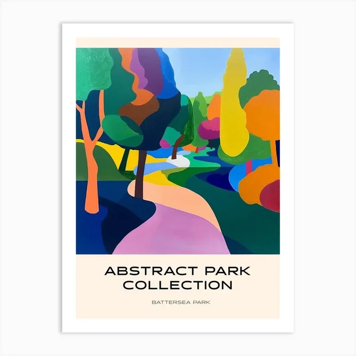 Abstract Park Collection Poster Battersea Park London 5 Art Print by Hue Horizons Art Prints