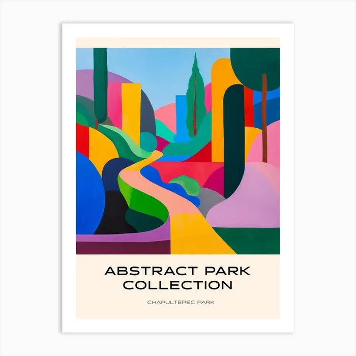 Abstract Park Collection Poster Chapultepec Park Mexico City 2 Art Print by Hue Horizons Art Prints