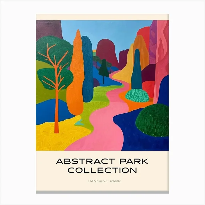Abstract Park Collection Poster Hangang Park Seoul 1 Canvas Print by Hue Horizons Art Prints