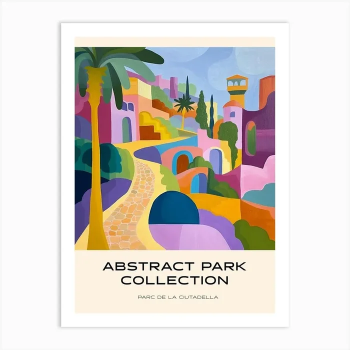 Abstract Park Collection Poster Parc De La Ciutadella Barcelona 4 Art Print by Hue Horizons Art Prints