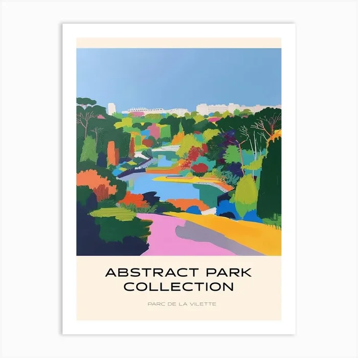 Abstract Park Collection Poster Parc De La Vilette Paris 4 Art Print by Hue Horizons Art Prints