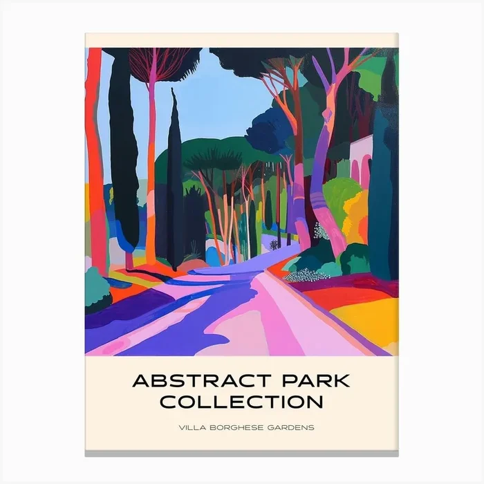 Abstract Park Collection Poster Villa Borghese Gardens Rome 1 Canvas Print by Hue Horizons Art Prints