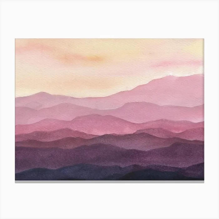 Abstract Pink Mountains Canvas Print by Gush Art Studio