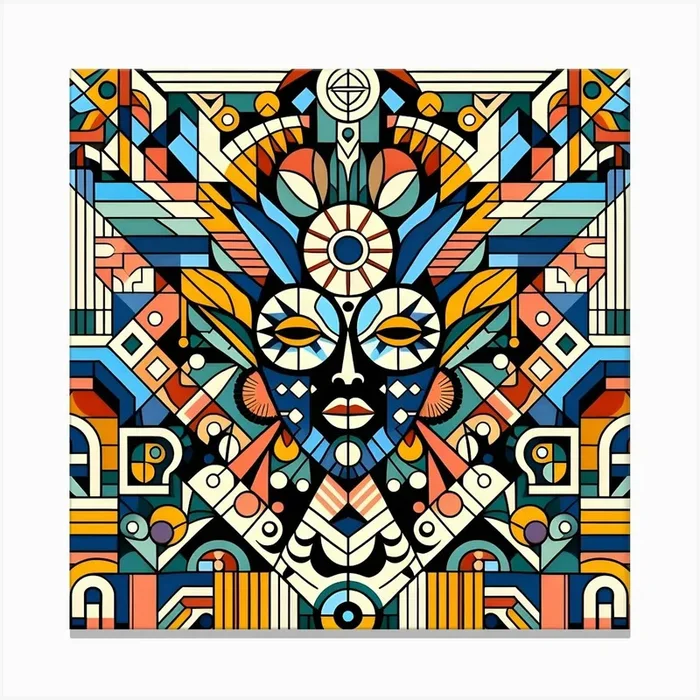 Abstract Psychedelic Art Deco Meets African Painting Canvas Print by Little Big Rainbow