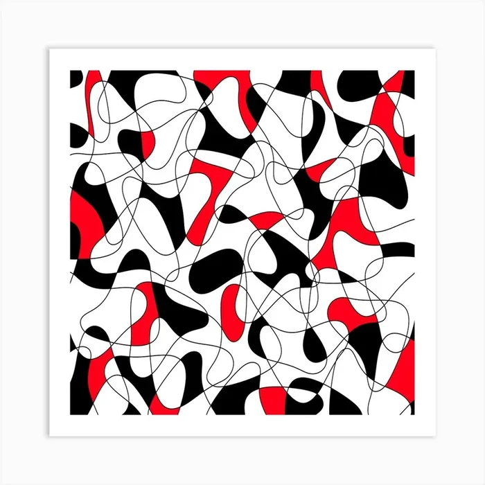 Abstract Red And Black Pattern 1 Art PrintKA by K.S ART