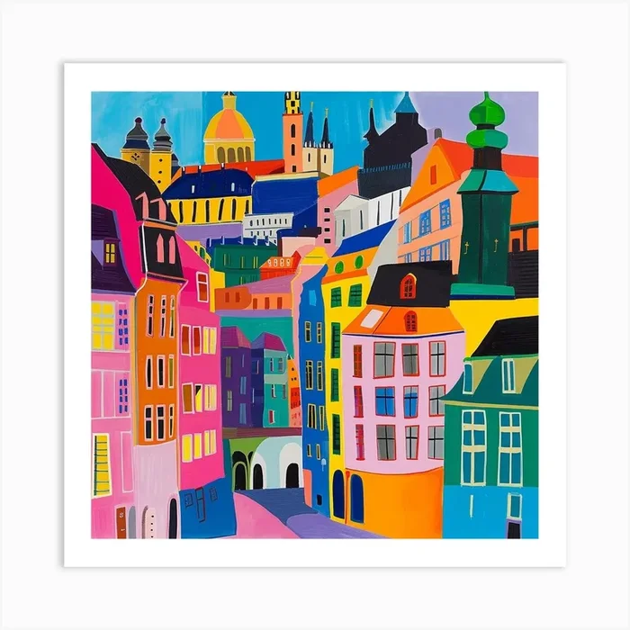 Abstract Travel Collection Copenhagen Denmark 2 Art Print by Hue Horizons Art Prints