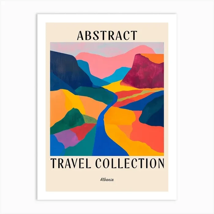 Abstract Travel Collection Poster Albania 4 Art Print by Hue Horizons Art Prints