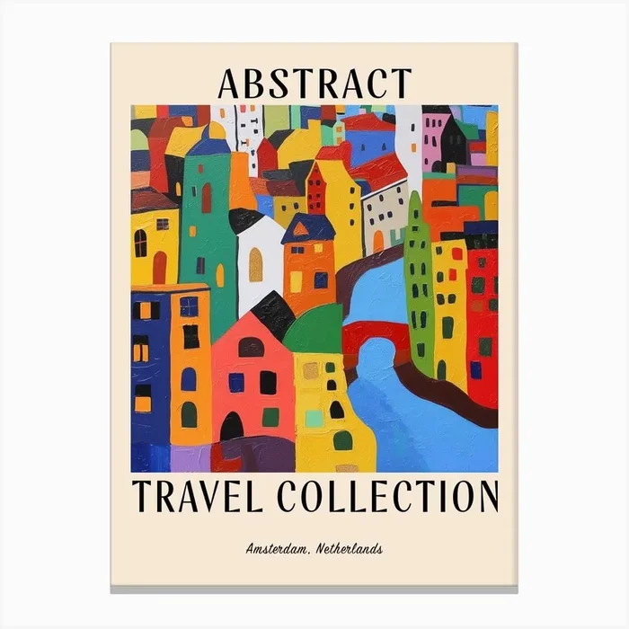 Abstract Travel Collection Poster Amsterdam Netherlands 6 Canvas Print by Hue Horizons Art Prints