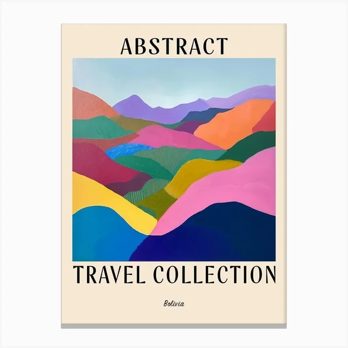 Abstract Travel Collection Poster Bolivia 4 Canvas Print by Hue Horizons Art Prints