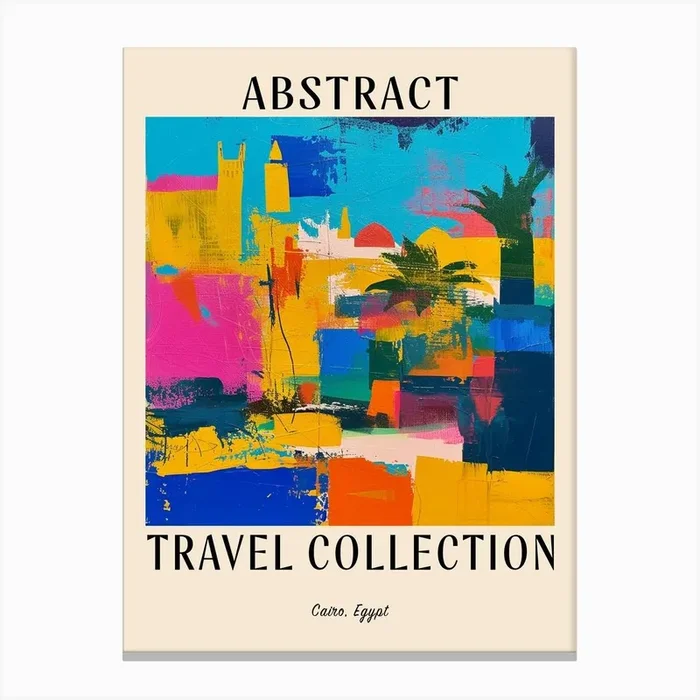 Abstract Travel Collection Poster Cairo Egypt 2 Canvas Print by Hue Horizons Art Prints