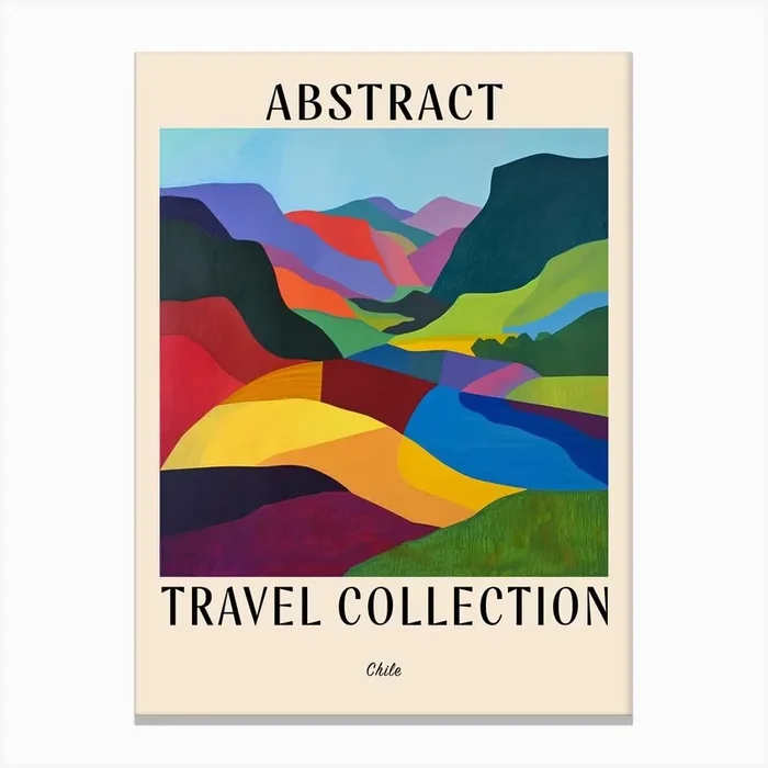 Abstract Travel Collection Poster Chile 1 Canvas Print by Hue Horizons Art Prints