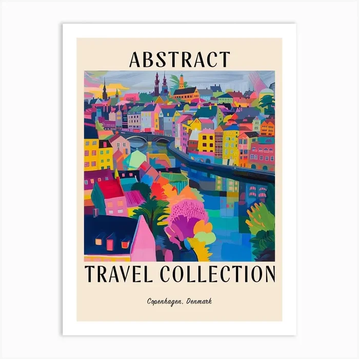 Abstract Travel Collection Poster Copenhagen Denmark 1 Art Print by Hue Horizons Art Prints
