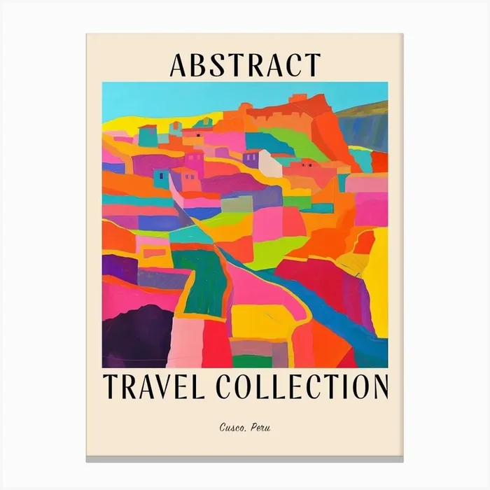 Abstract Travel Collection Poster Cusco Peru 4 Canvas Print by Hue Horizons Art Prints