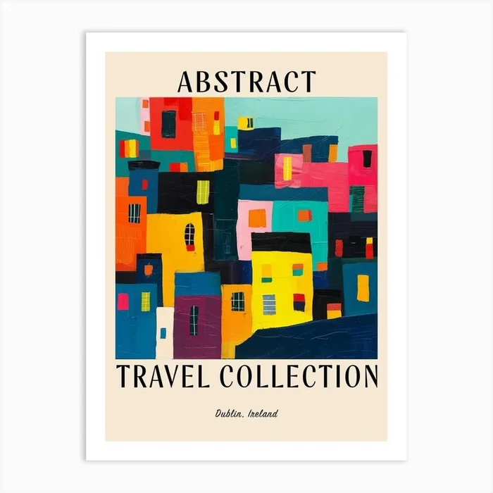 Abstract Travel Collection Poster Dublin Ireland 2 Art Print by Hue Horizons Art Prints