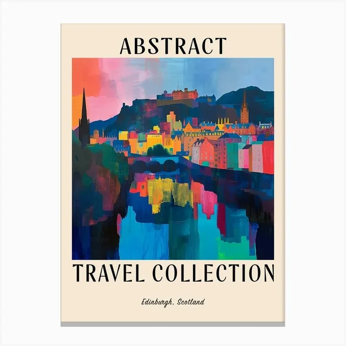 Abstract Travel Collection Poster Edinburgh Scotland 1 Canvas Print by Hue Horizons Art Prints