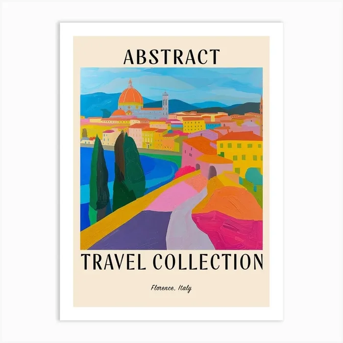 Abstract Travel Collection Poster Florence Italy 2 Art Print by Hue Horizons Art Prints