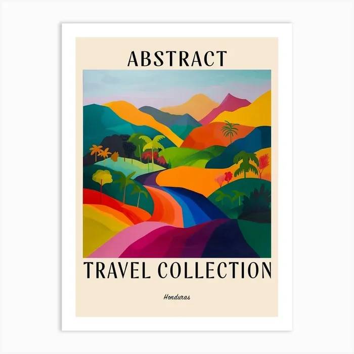 Abstract Travel Collection Poster Honduras 1 Art Print by Hue Horizons Art Prints