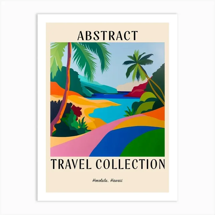 Abstract Travel Collection Poster Honolulu Usa 2 Art Print by Hue Horizons Art Prints
