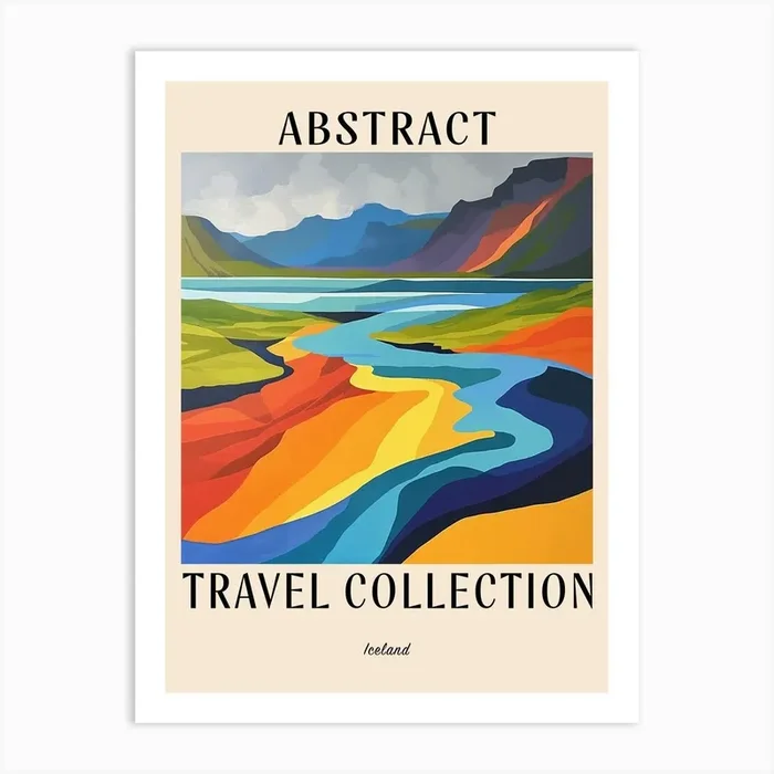Abstract Travel Collection Poster Iceland 4 Art Print by Hue Horizons Art Prints