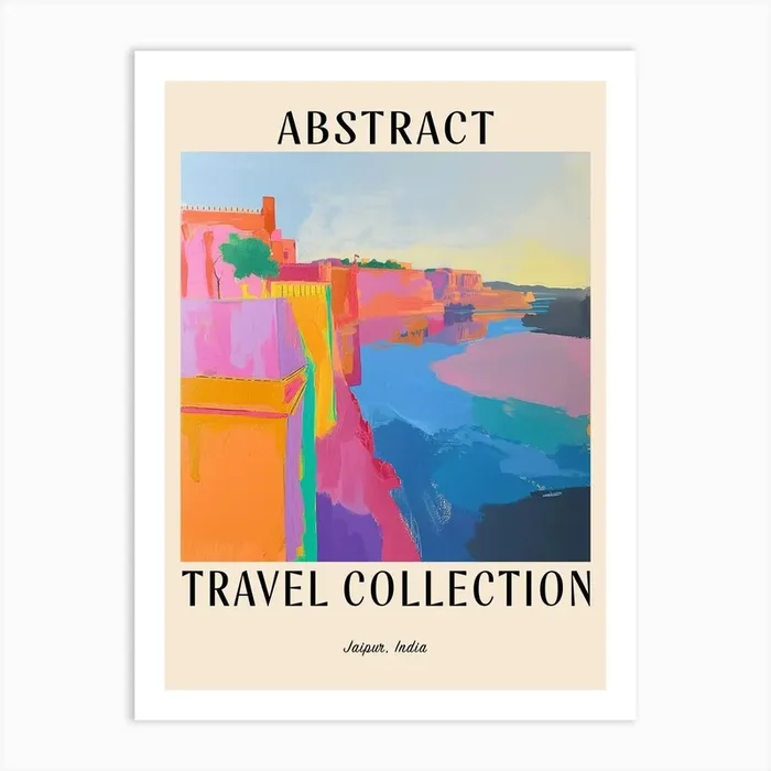 Abstract Travel Collection Poster Jaipur India 1 Art Print by Hue Horizons Art Prints