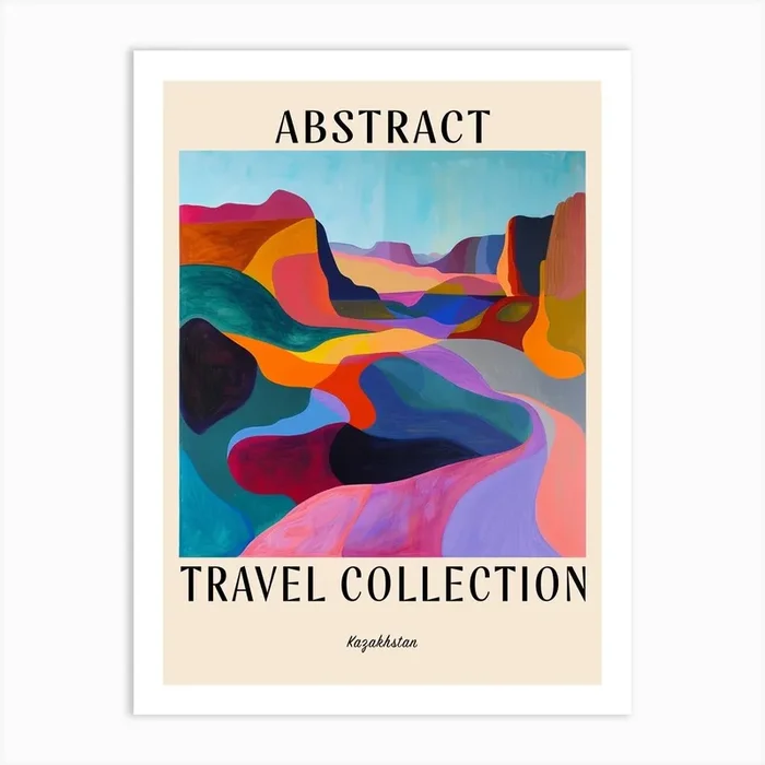 Abstract Travel Collection Poster Kazakhstan 2 Art Print by Hue Horizons Art Prints