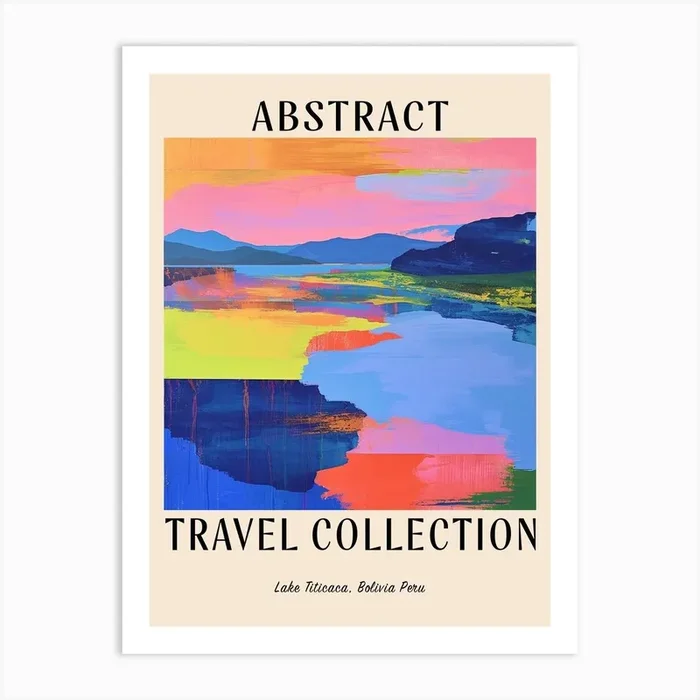 Abstract Travel Collection Poster Lake Titicaca Bolivia Peru 2 Art Print by Hue Horizons Art Prints