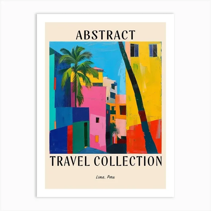 Abstract Travel Collection Poster Lima Peru 3 Art Print by Hue Horizons Art Prints