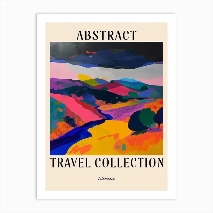 Abstract Travel Collection Poster Lithuania 2 Art Print by Hue Horizons Art Prints