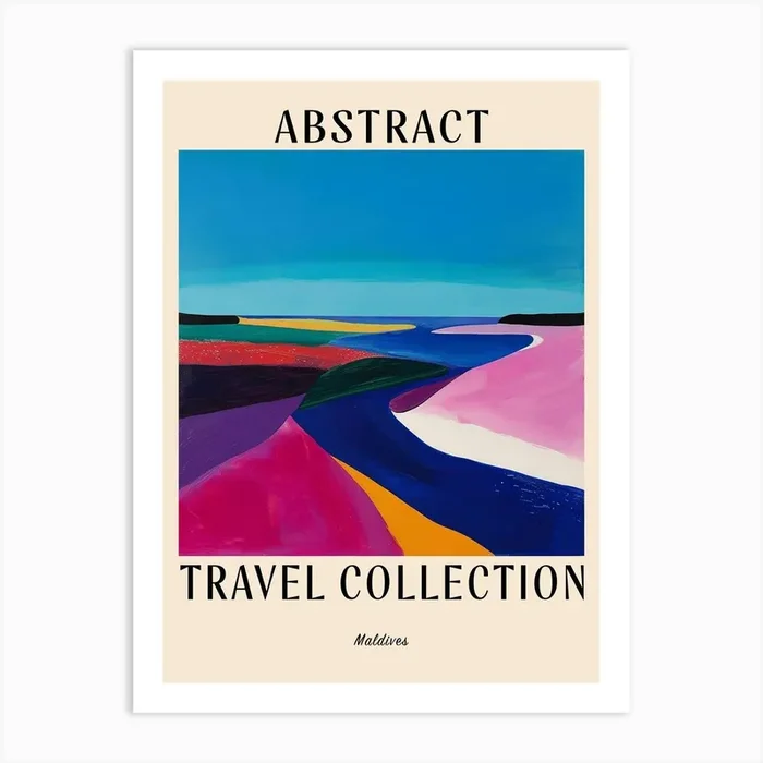 Abstract Travel Collection Poster Maldives 1 Art Print by Hue Horizons Art Prints