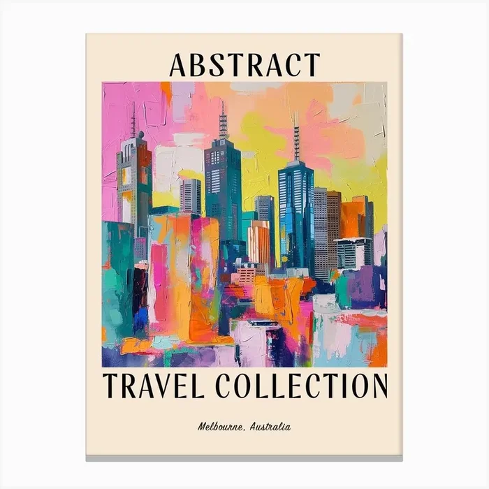 Abstract Travel Collection Poster Melbourne Australia 2 Canvas Print by Hue Horizons Art Prints