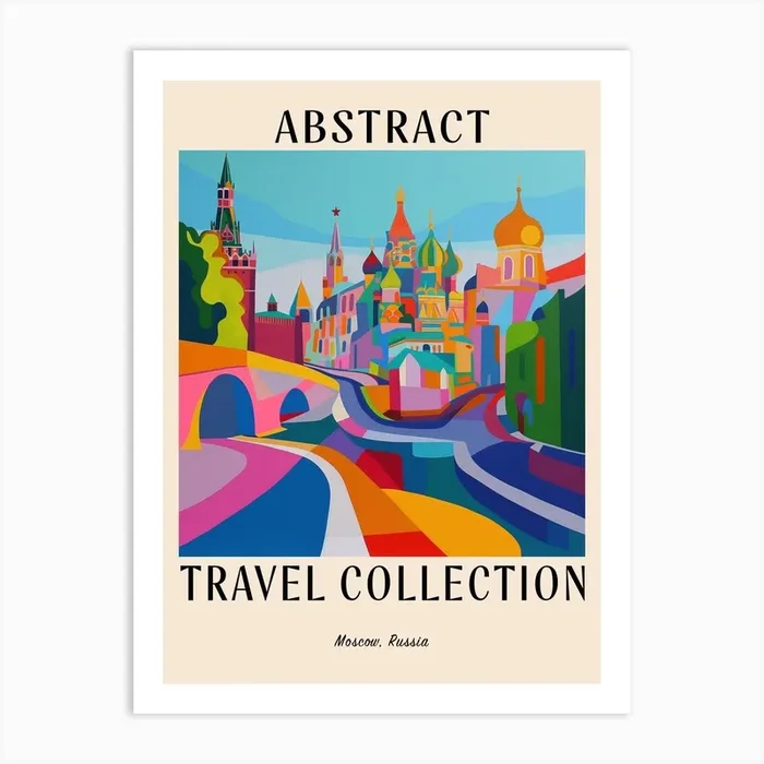 Abstract Travel Collection Poster Moscow Russia 3 Art Print by Hue Horizons Art Prints
