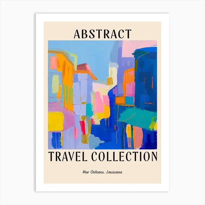 Abstract Travel Collection Poster New Orleans Louisiana 1 Art Print by Hue Horizons Art Prints