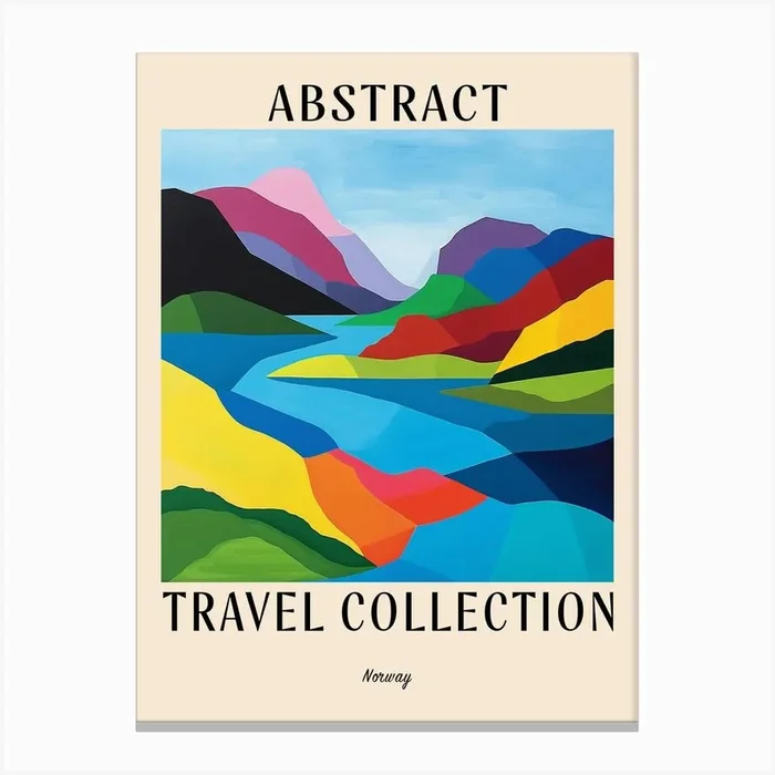 Abstract Travel Collection Poster Norway 3 Canvas Print by Hue Horizons Art Prints
