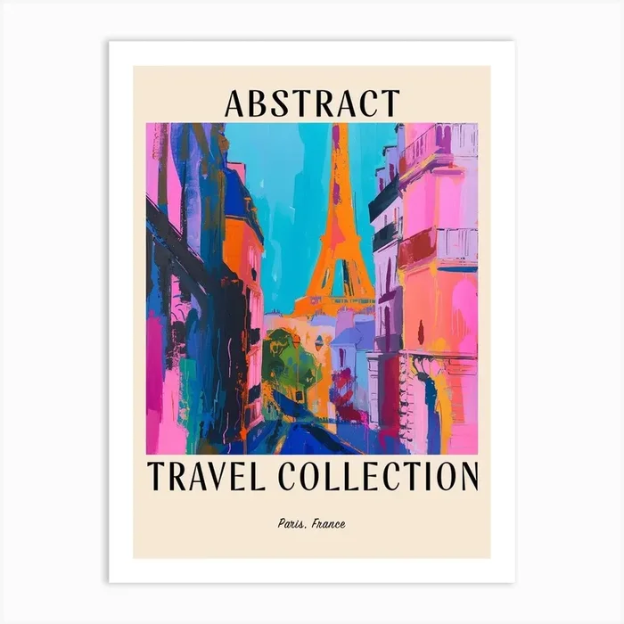 Abstract Travel Collection Poster Paris France 7 Art Print by Hue Horizons Art Prints
