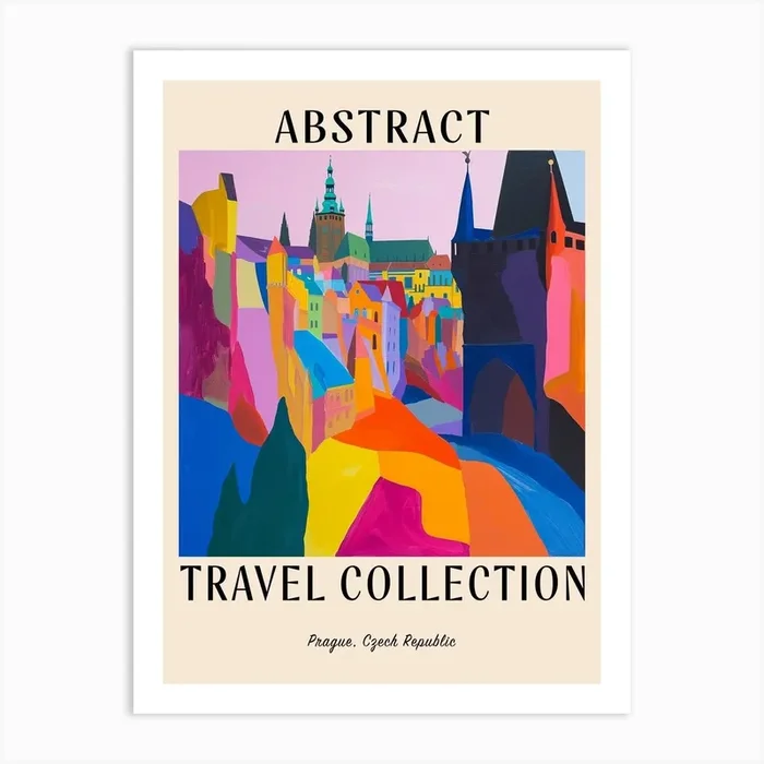 Abstract Travel Collection Poster Prague Czech Republic 1 Art Print by Hue Horizons Art Prints