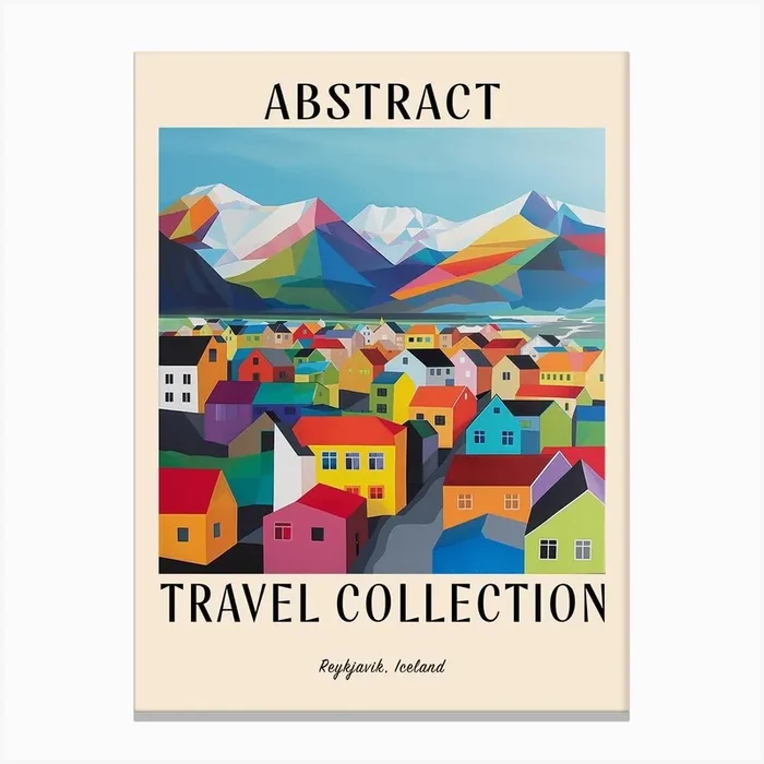 Abstract Travel Collection Poster Reykjavik Iceland 2 Canvas Print by Hue Horizons Art Prints