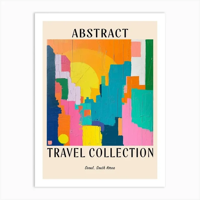 Abstract Travel Collection Poster Seoul South Korea 5 Art Print by Hue Horizons Art Prints