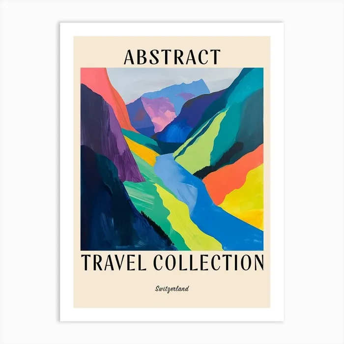 Abstract Travel Collection Poster Switzerland 2 Art Print by Hue Horizons Art Prints