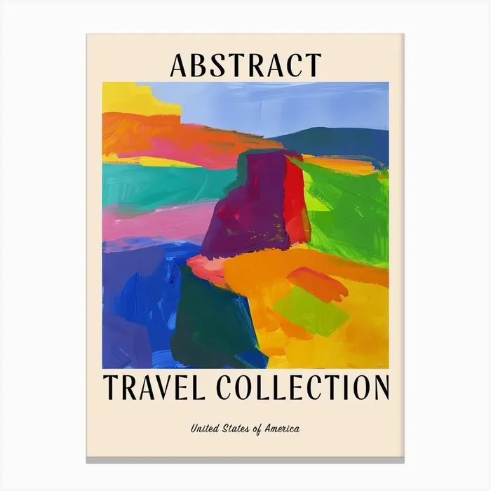 Abstract Travel Collection Poster United States Of America 5 Canvas Print by Hue Horizons Art Prints