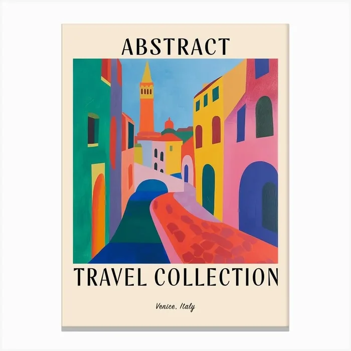 Abstract Travel Collection Poster Venice Italy 2 Canvas Print by Hue Horizons Art Prints